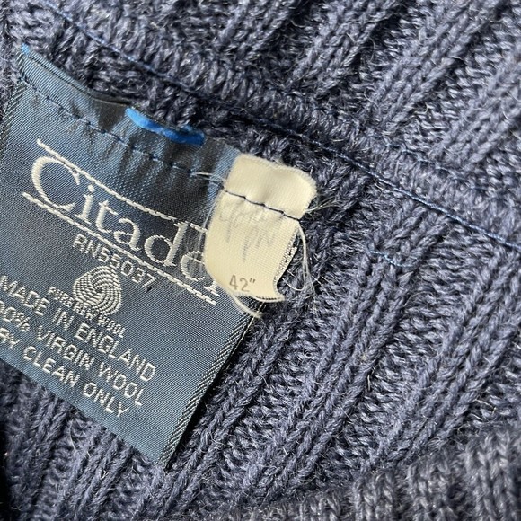 Vintage US Air Force Mens Ribbed Blue V Neck Sweater‎ Sz 42" ~ 100% virgin wool. - Picture 6 of 6